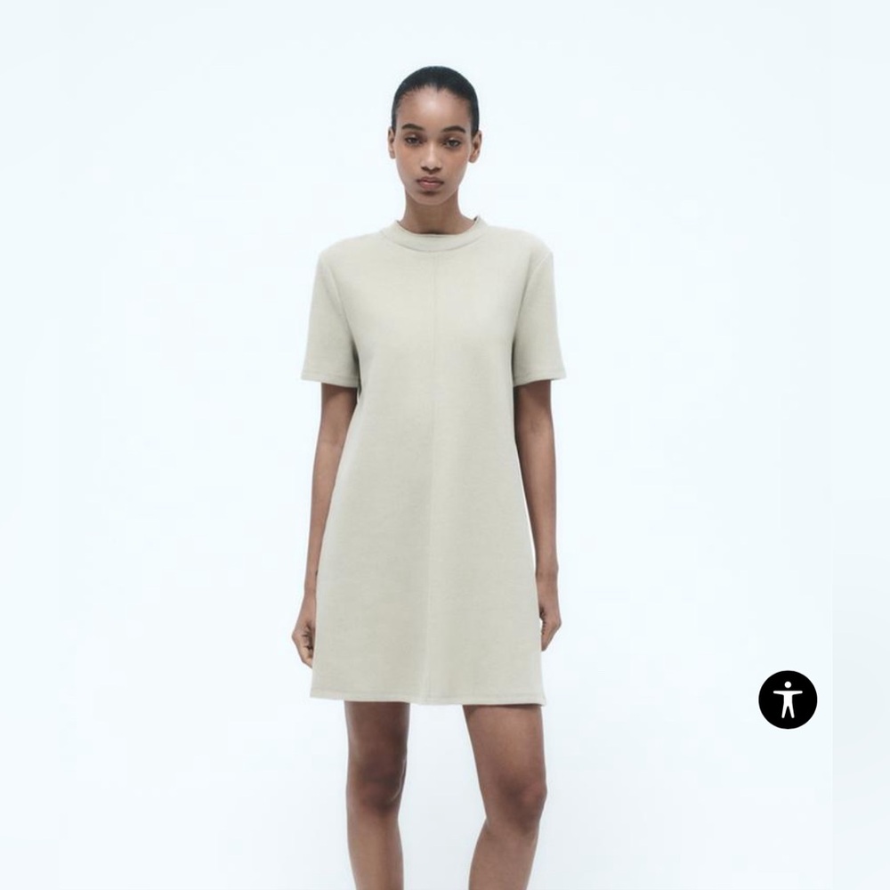 Zara Woman’s Beige Short Sleeve Sweater Dress Size M Excellent Condition